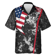 Load image into Gallery viewer, American Flag grunge Hawaiian bowling shirts Custom patriotic team bowling jerseys NQS11405