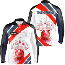 Load image into Gallery viewer, Red Light Bowling Polo, Quarter Zip Shirt for men Custom Bowling ball and pins Team League Jerseys NQS7587