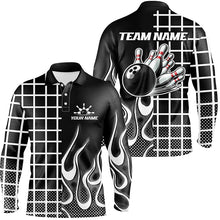 Load image into Gallery viewer, Black and white retro Bowling Polo, Quarter Zip Shirt for Men Custom Bowling Team League Jerseys NQS7588