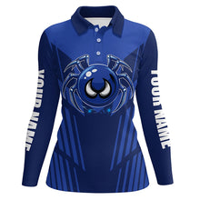 Load image into Gallery viewer, Funny Blue spider bowling ball Women Bowling Polo, Quarter zip shirt custom bowling Team jerseys NQS8206