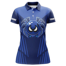 Load image into Gallery viewer, Funny Blue spider bowling ball Women Bowling Polo, Quarter zip shirt custom bowling Team jerseys NQS8206