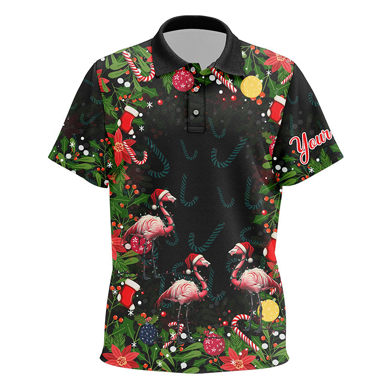 Flamingo Christmas tropical pattern Kid golf polo shirts custom Christmas golf outfits for kid NQS8649