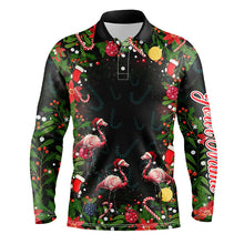 Load image into Gallery viewer, Flamingo Christmas tropical pattern Mens golf polo shirt custom christmas golf outfits for men NQS8649