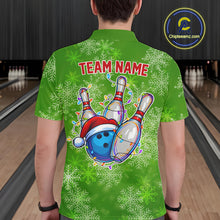 Load image into Gallery viewer, Personalized Funny Green Snowflake Christmas Bowling Team Shirts For Men, Christmas Bowling Gifts NQS10831