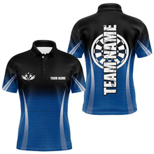 Load image into Gallery viewer, Black and Blue Camo Dart Polo, Quarter Zip Shirt For Men Custom Dart Jerseys For Team NQS9130