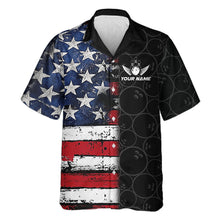 Load image into Gallery viewer, American Flag Eagle Hawaiian bowling shirts Custom patriotic team bowling jerseys, gift for bowlers NQS11406