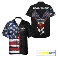 Load image into Gallery viewer, American Flag Eagle Hawaiian bowling shirts Custom patriotic team bowling jerseys, gift for bowlers NQS11406