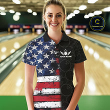 Load image into Gallery viewer, American Flag Eagle Bowling shirts for Women Custom patriotic team bowling jerseys, gift for bowlers NQS11406
