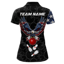 Load image into Gallery viewer, American Flag Eagle Bowling shirts for Women Custom patriotic team bowling jerseys, gift for bowlers NQS11406