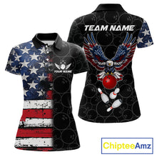 Load image into Gallery viewer, American Flag Eagle Bowling shirts for Women Custom patriotic team bowling jerseys, gift for bowlers NQS11406