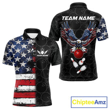 Load image into Gallery viewer, American Flag Eagle Bowling shirts for men Custom patriotic team bowling jerseys, gift for bowlers NQS11406