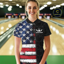 Load image into Gallery viewer, American Flag Eagle Bowling shirts for Women Custom patriotic team bowling jerseys, gift for bowlers NQS11406