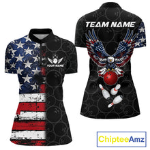 Load image into Gallery viewer, American Flag Eagle Bowling shirts for Women Custom patriotic team bowling jerseys, gift for bowlers NQS11406