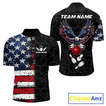 Load image into Gallery viewer, American Flag Eagle Bowling shirts for men Custom patriotic team bowling jerseys, gift for bowlers NQS11406