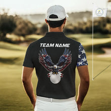 Load image into Gallery viewer, American Flag Eagle Mens Golf Polo Shirts Custom patriotic golf shirts for men, mens golf apparel NQS11407