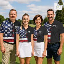 Load image into Gallery viewer, American Flag Eagle Mens Golf Polo Shirts Custom patriotic golf shirts for men, mens golf apparel NQS11407