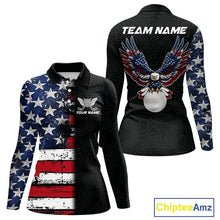 Load image into Gallery viewer, American Flag Eagle Womens Golf Polo Shirts Custom patriotic golf shirts for ladies golf apparel NQS11407