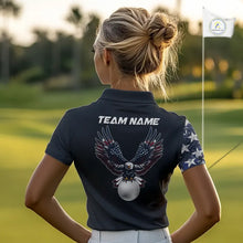 Load image into Gallery viewer, American Flag Eagle Womens Golf Polo Shirts Custom patriotic golf shirts for ladies golf apparel NQS11407