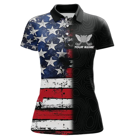 American Flag Eagle Womens Golf Polo Shirts Custom patriotic golf shirts for ladies golf apparel NQS11407