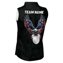 Load image into Gallery viewer, American Flag Eagle ladies sleeveless golf tops Custom patriotic golf shirts for ladies golf apparel NQS11407