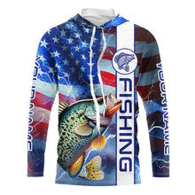 Load image into Gallery viewer, American flag Crappie lingtning Long Sleeve Fishing Shirts custom Patriotic Crappie fishing jerseys NQS9472