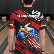 Load image into Gallery viewer, Custom Black and Red Camo American Flag Eagle Bowling shirts for men, patriotic bowling team shirts NQS11609