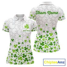 Load image into Gallery viewer, Custom Green shamrock pattern matching bowling shirt for couples custom St. Patrick's day team jersey NQS11611