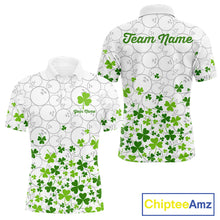 Load image into Gallery viewer, Custom Green shamrock pattern matching bowling shirt for couples custom St. Patrick's day team jersey NQS11611