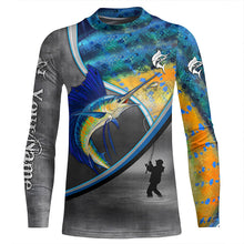 Load image into Gallery viewer, Sailfish fishing saltwater fish personalized fishing tournament shirts, sun protection fishing apparel NQS5673