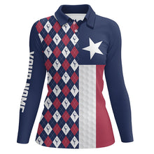 Load image into Gallery viewer, Women golf polo shirts custom Red white blue argyle pattern Texas flag patriot ladies golf gifts NQS7777