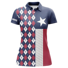 Load image into Gallery viewer, Women golf polo shirts custom Red white blue argyle pattern Texas flag patriot ladies golf gifts NQS7777