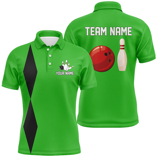 Personalized Retro Bowling Polo, Quarter Zip Shirts For Men custom vintage bowling team jersey | Green NQS8002