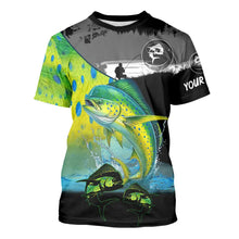 Load image into Gallery viewer, Mahi Mahi fishing scale Customize name long sleeves UV protection Fishing apparel NQS807