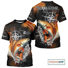 Load image into Gallery viewer, Personalized Black and Red Redfish fishing scales compass Performance long sleeve Fishing Team Shirts NQS11217