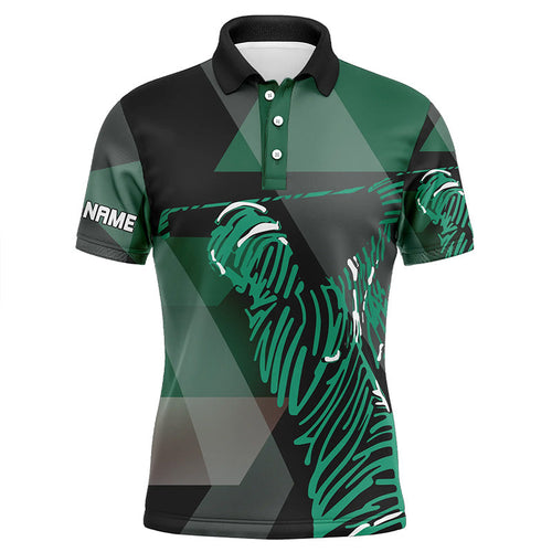 Black and green pattern mens golf polo shirts custom mens golf attire, unique golf gifts for men NQS7596