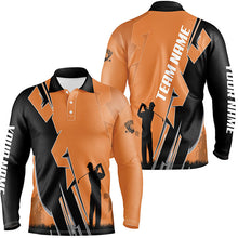 Load image into Gallery viewer, Mens golf polo shirts custom orange and black golf tops for men, best golf gifts NQS7781