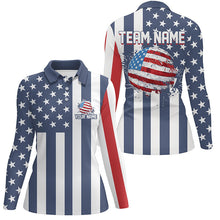 Load image into Gallery viewer, Women golf polo shirts custom Red, white and blue American flag ladies golf tops, best golf gifts NQS7783