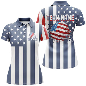 Women golf polo shirts custom Red, white and blue American flag ladies golf tops, best golf gifts NQS7783