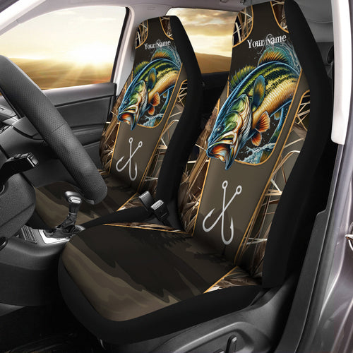 Largemouth Bass Fishing Custom 3D Car Seat Cover, perfect car accessories, personalized fishing gifts NQS556