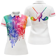 Load image into Gallery viewer, Watercolor white Womens golf polo shirts custom golf tops for womens, golf gifts NQS5895