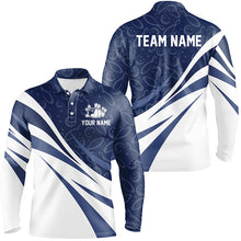Load image into Gallery viewer, White and blue camo Men bowling Polo, Quarter Zip shirts Custom Team bowling jerseys, gift for bowlers NQS8009