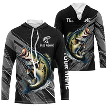 Load image into Gallery viewer, Personalized Black camo Largemouth Bass Fishing Jerseys, Bass Long Sleeve Fishing Tournament Shirts NQS8012