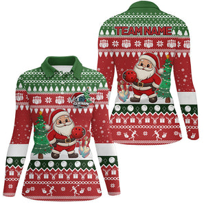 Funny ugly Christmas Santa Bowling Shirts For Women Custom Team Name Bowling Jerseys Xmas Outfit NQS8893