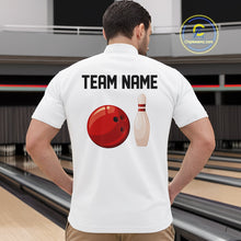 Load image into Gallery viewer, Personalized Retro Bowling Polo, 1/4 Zip Shirts For Men custom vintage bowling team jersey | White NQS11014