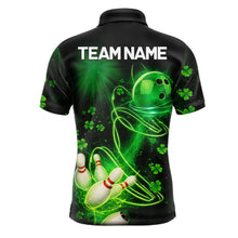 Load image into Gallery viewer, Green shamrock lightning thunder St Patrick's Day bowling shirts for men custom team bowling jerseys NQS11414