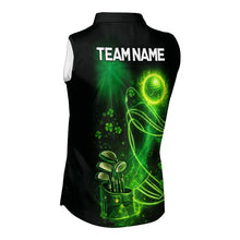 Load image into Gallery viewer, Green shamrock lightning thunder St Patrick's Day Sleeveless Polo Shirts custom ladies golf outfits NQS11415