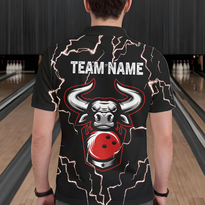 Bowling Bull Thunder Lightning Black and Red Bowling shirts for men custom Bowling Team League Jersey NQS11417