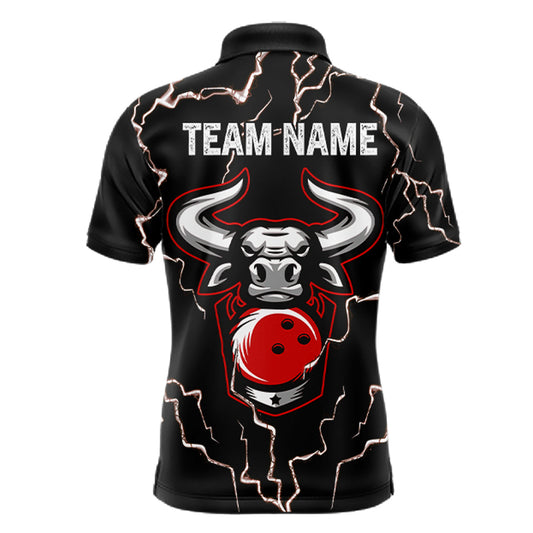 Bowling Bull Thunder Lightning Black and Red Bowling shirts for men custom Bowling Team League Jersey NQS11417