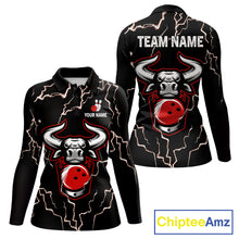 Load image into Gallery viewer, Bowling Bull Thunder Lightning Black &amp; Red Bowling shirts for Women custom Bowling Team League Jersey NQS11417