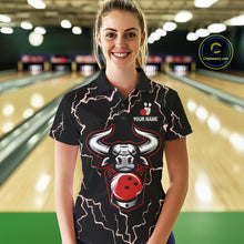 Load image into Gallery viewer, Bowling Bull Thunder Lightning Black &amp; Red Bowling shirts for Women custom Bowling Team League Jersey NQS11417